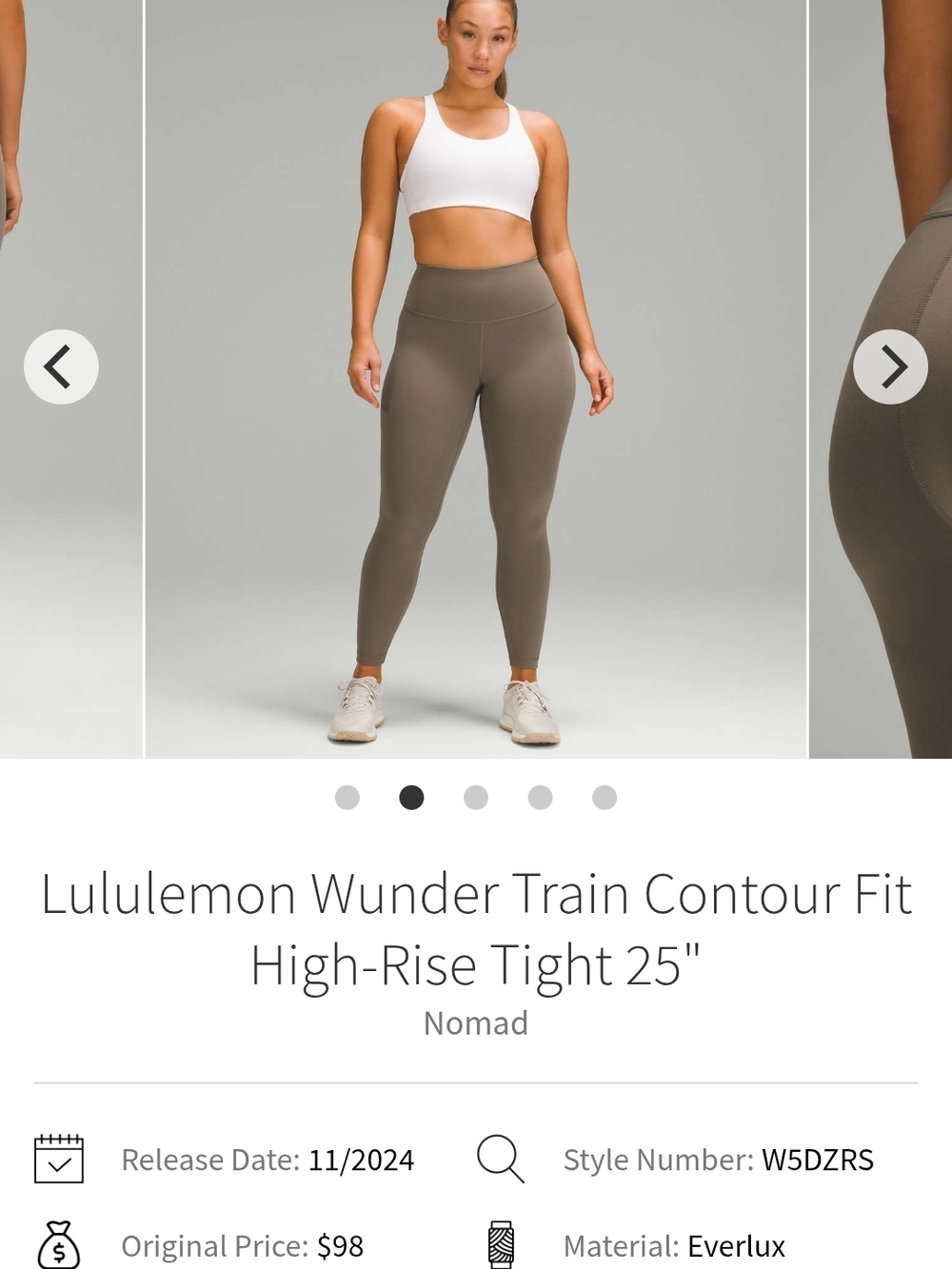 lululemon athletica Wunder Train Contour Fit High-Rise Tight 25" — Nomad